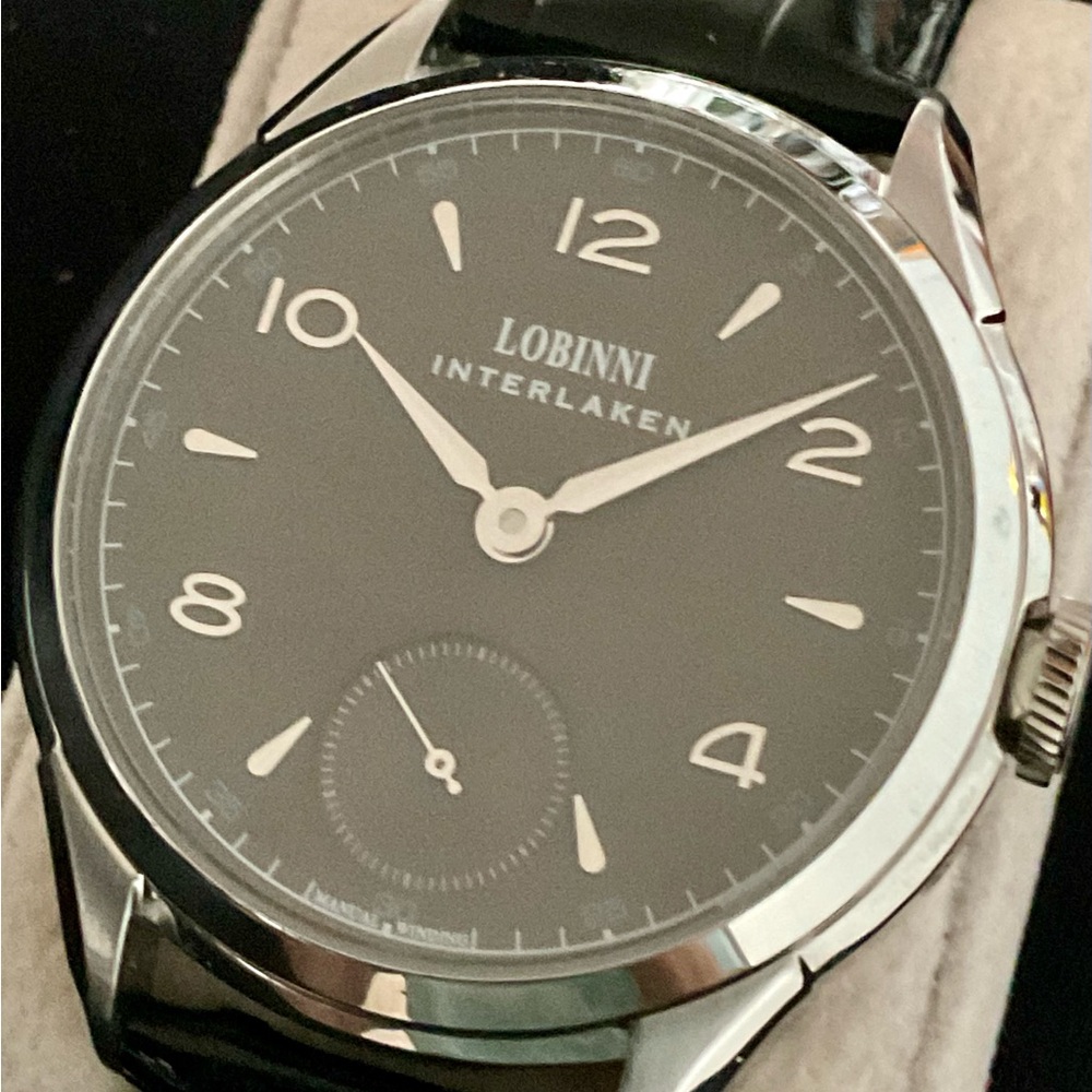 Pristine Mechanical 44mm Lobinni Watch w Original Box/Manual